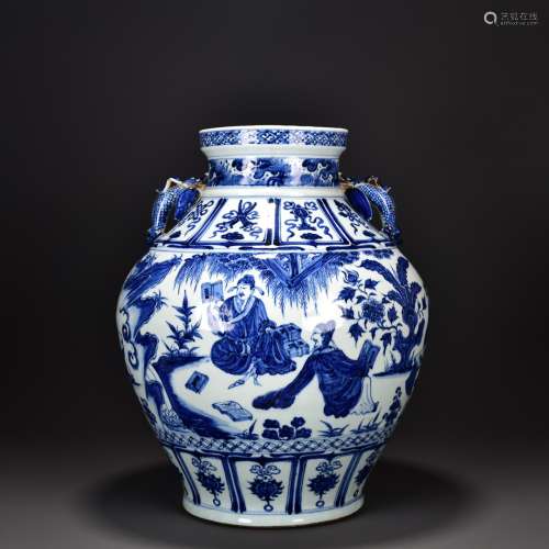 Chinese Yuan Dynasty Blue And White Porcelain Jar