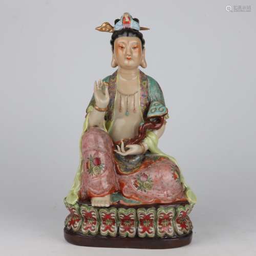 Chinese Qing Dynasty Qianlong Famille Rose Porcelain Guanyin...