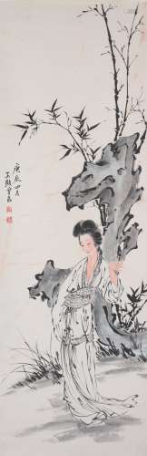 Chinese Ink Painting Of Maid - Wu Guangyu