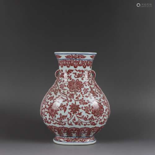 Chinese Qing Dynasty Qianlong Underglazed Red Porcelain Vess...