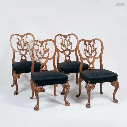 A Set of 4 rare Georgian Chippendale-Chairs.