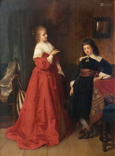 Wilhelm Amberg (Berlin 1822 - Berlin 1899). A Conversation.