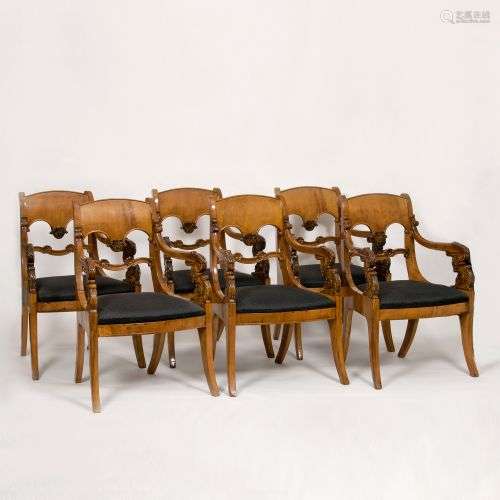 A Set of 6 Late Biedermeier Armchairs.