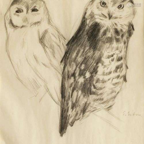 Ernst Eitner (Hamburg 1867 - Hamburg 1955). Owl and Eagle-Ow...