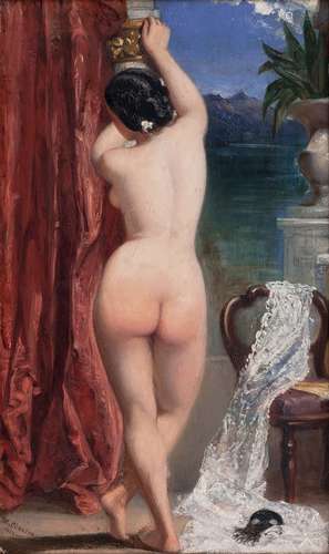 Marshall Claxton (Bolton 1813 - London 1881). Nude on a Terr...