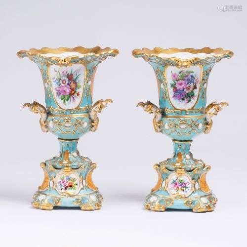 A Pair of Russian Vases with Flower Painting.