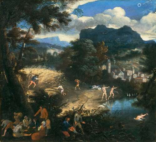 Paul Bril (Breda 1553 - Rom 1626), follower. Rest at Harvest...