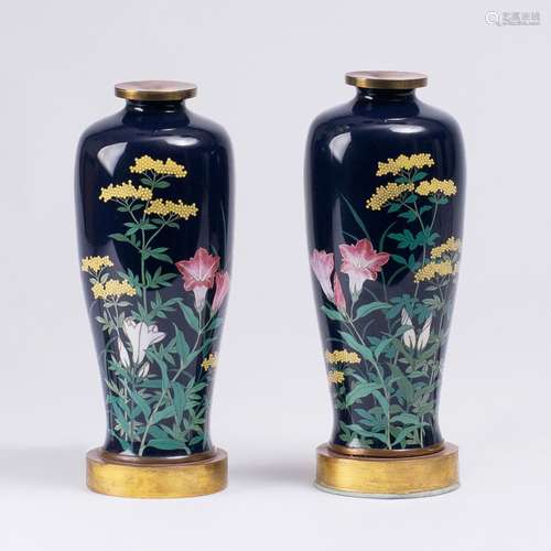 A Pair of Cloisonné Vases.