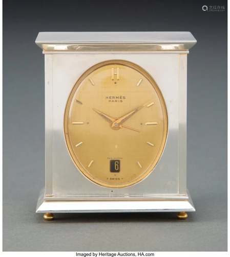 Hermès (French, est. 1837) Desk Clock with Case