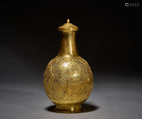 Silver gilded gold bottle in Liao Dynasty