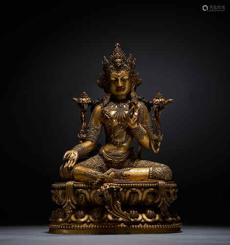 Bronze-gilded Buddha statues in Qing Dynasty, China