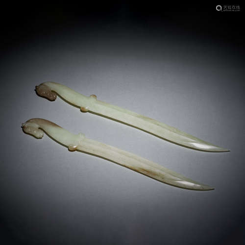 A group of Hetian jade horse first knives