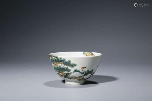 Pastel Crane Bowl in Qing Dynasty, China