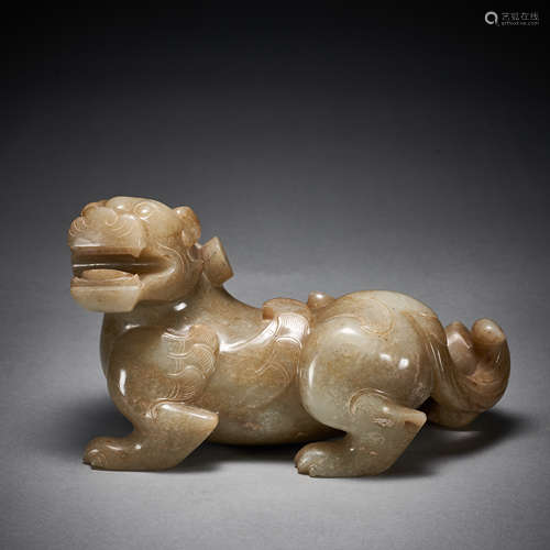 Ancient Hetian Jade Beast in China