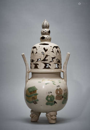 Rare large porcelain fumigation stove, Liao Dynasty, China