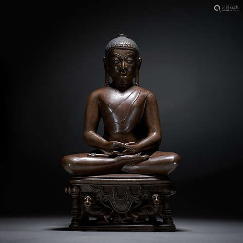 Silver Buddha statues were inlaid with alloy copper, Qing Dy...