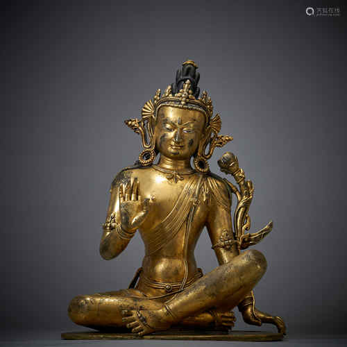 Guanyin Bodhisattva with bronze and gold in Qing Dynasty of ...