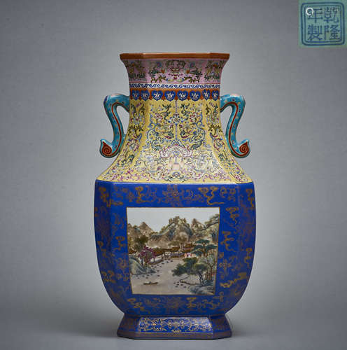 Qing Dynasty pastel binaural bottle