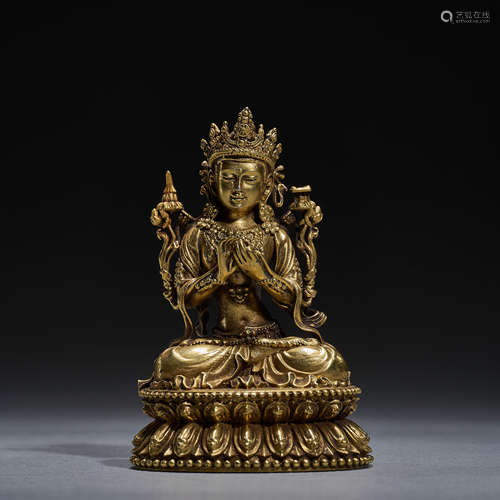 Silver-gilded Tara Buddha statue in Qing Dynasty