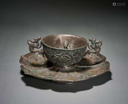 Sterling silver tray bowl in Tang Dynasty, China