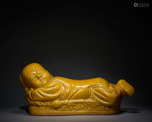 Yellow glazed child pillow, Song Dynasty, China