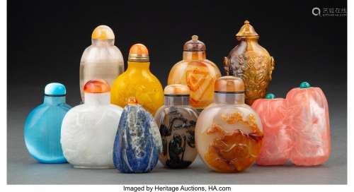 A Group of Ten Chinese Carved Hardstone Snuff Bottles 2-3/4 ...