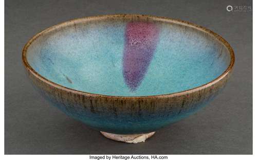 A Chinese Purple-Splashed Jun-Type Bowl 3 x 7-1/8 inches (7....