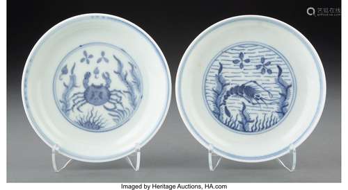 A Pair of Chinese Blue and White Dishes, 18th century 6 inch...