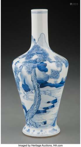 A Chinese Blue and White Vase Marks: double circle Kangxi an...