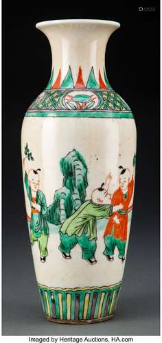 A Chinese Wucai-Glazed Vase, late19th-early 20th century Mar...