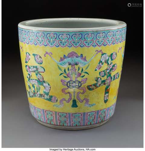 A Large Chinese Famille Jaune Porcelain Planter, Qing Dynast...