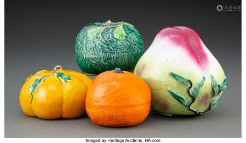 A Group of Chinese Porcelain Altar Fruit Pieces, ;ate 19th-e...