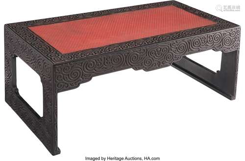 A Chinese Carved Lacquer Low Table 13-1/4 x 31-3/4 x 16 inch...