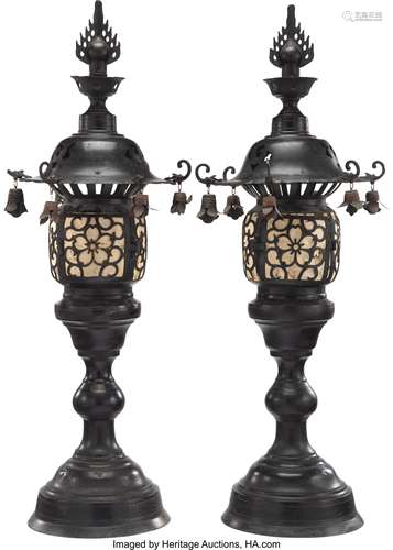 A Pair of Japanese Lanterns 42 x 16-1/2 inches (106.7 x 41.9...