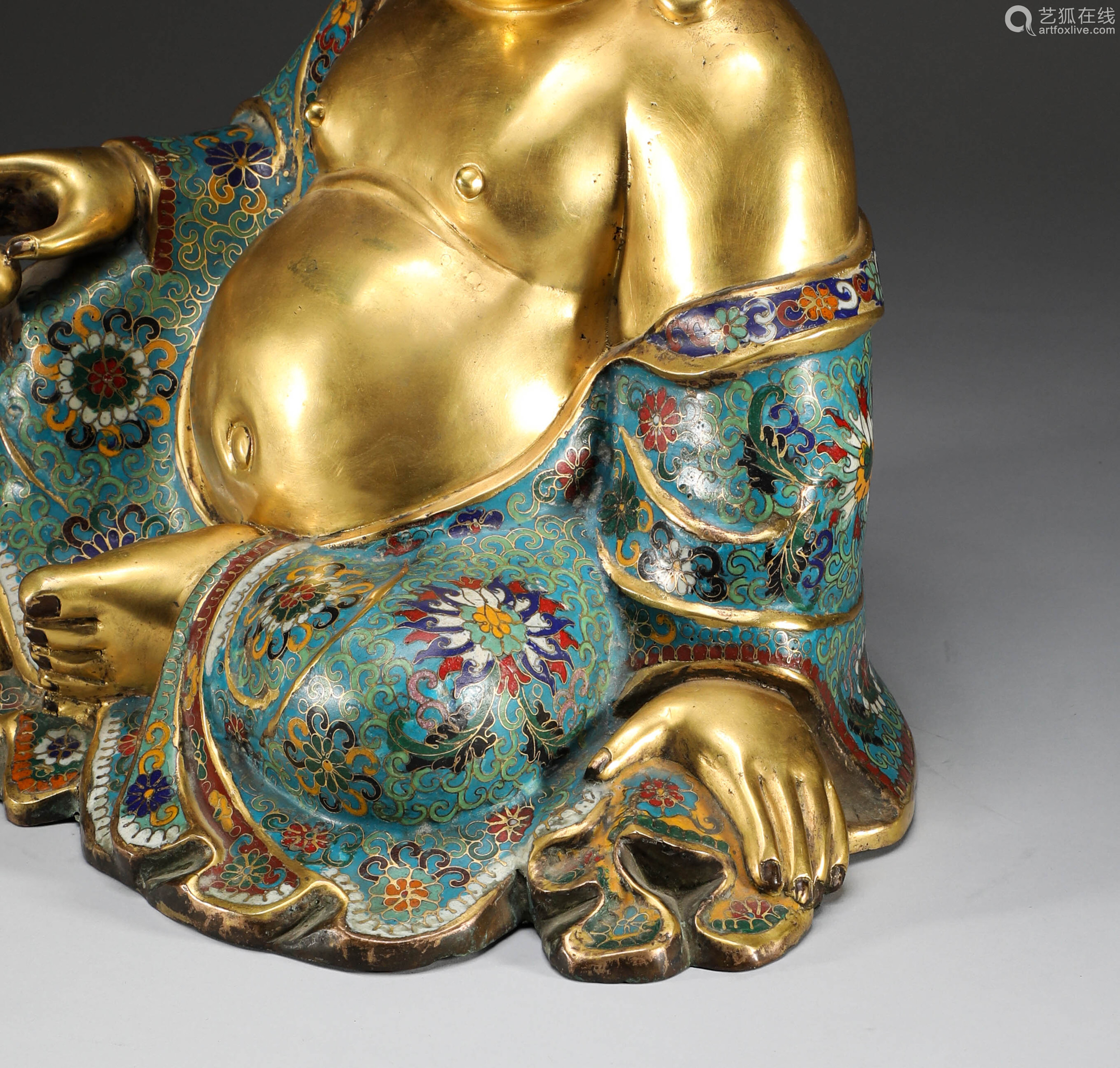 清代 铜鎏金珐琅工艺弥勒佛