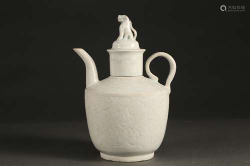 A HU TIAN KILN MISTY BLUE PORTRAYS CHILD PLAY POT