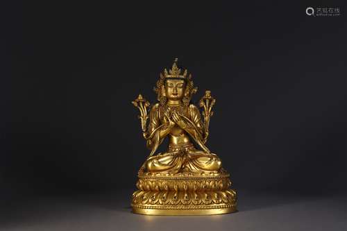 A GILT BRONZE BUDDHA