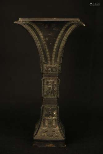 BRONZE FLOWER VASE