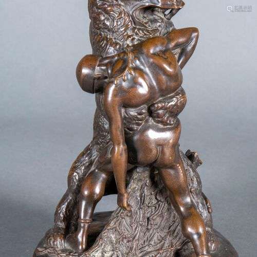 Emmanuel FREMIET (1824-1910) : « Ours blessé » - Bronze à pa...