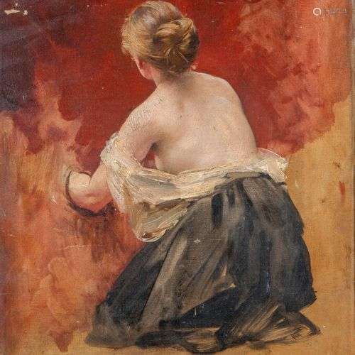 François SCHOMMER, 1850-1935, Etude de femme de dos, huile s...