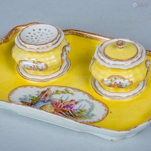 Meissen, Manufacture de, encrier en porcelaine à décor de sc...