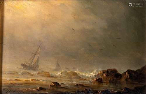 Théodore GUDIN, (1802-1880), Bateaux dans la tempête et dépa...