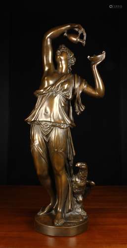 A Bronze Patinated Copper Clad Plaster Cast Figure of a nymp...