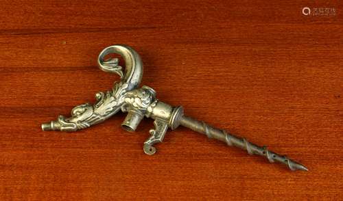 A French Silver Deleauze Champagne Tap with lever-pump actio...