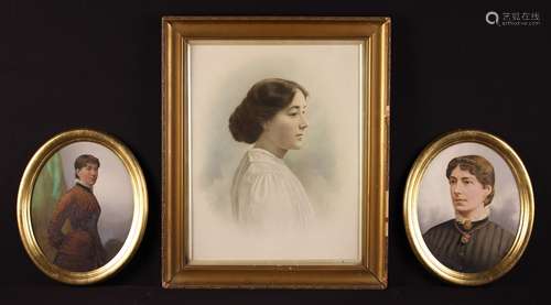 Three Old Photographic Portraits in gilt frames: The largest...