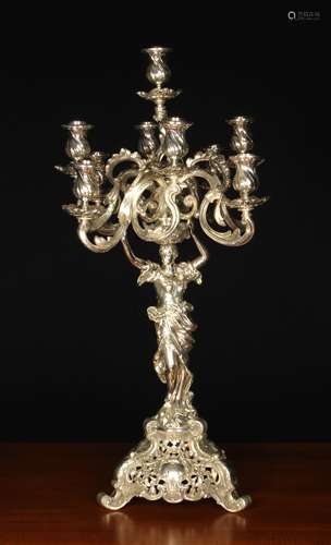 A Fine and Large Continental Silver Nine Light Candleabrum i...