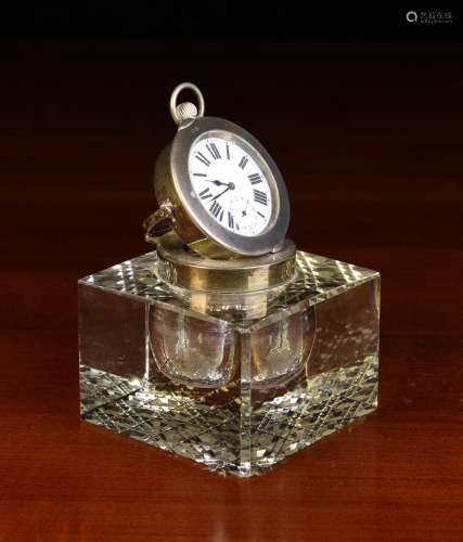 A Handsome Silver Mounted Inkwell/Pocket Watch Holder hallma...