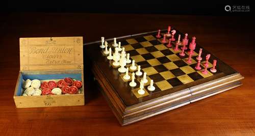 A 19th Century Mahogany Folding Games Board inlaid with boxw...