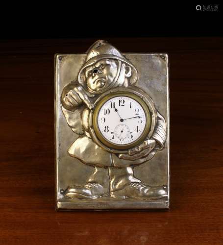 An Early 20th Century Novelty Silver Clad Strut Clock hallma...