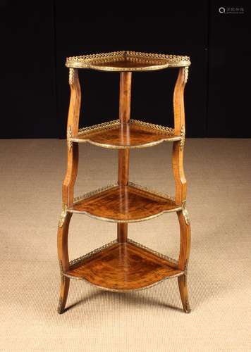 A Victorian Four Tier Burr Walnut Corner Etagere / Whatnot S...